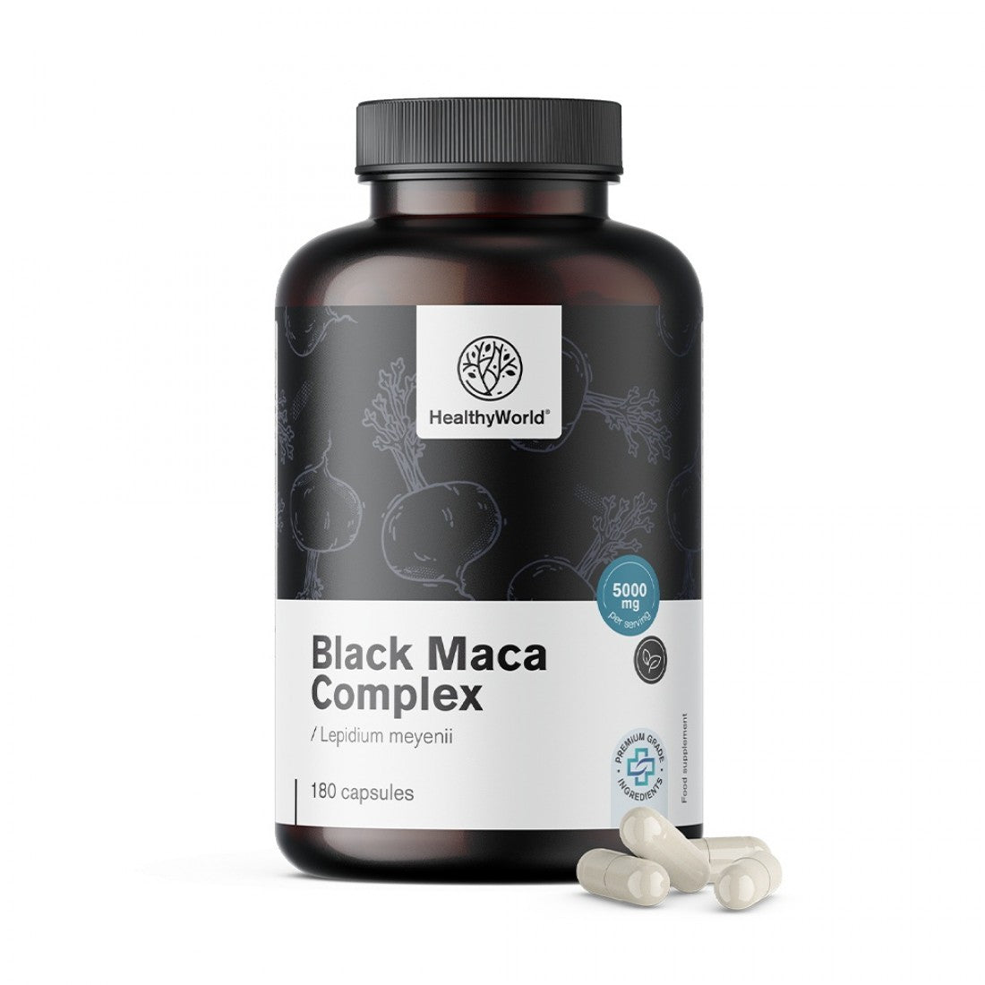 Σύμπλεγμα Μαύρου Μάκα 5000 mg HealthyWorld 180 caps