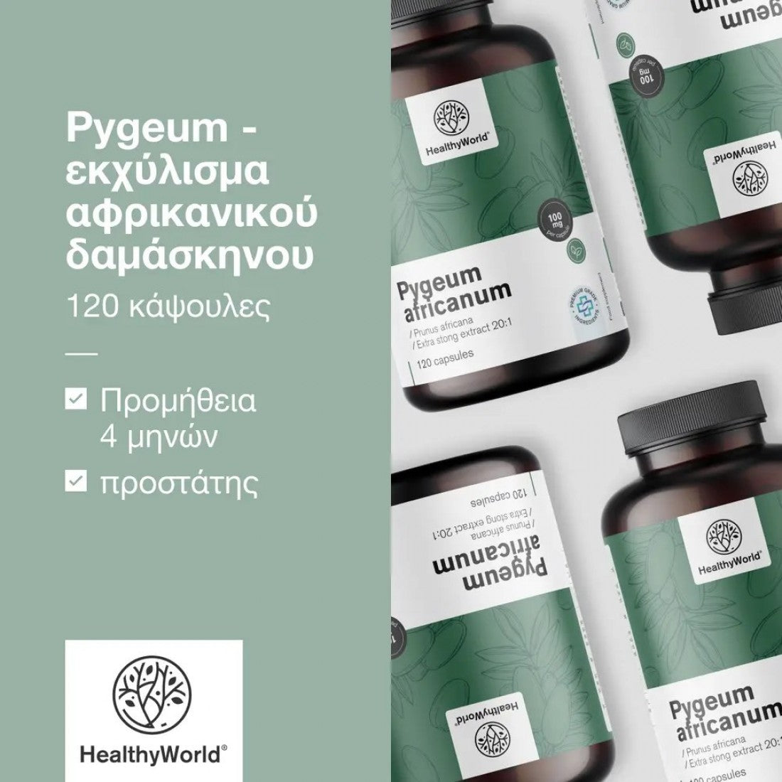 Pygeum - Εκχύλισμα Αφρικανικού Δαμάσκηνου HealthyWorld 120 caps