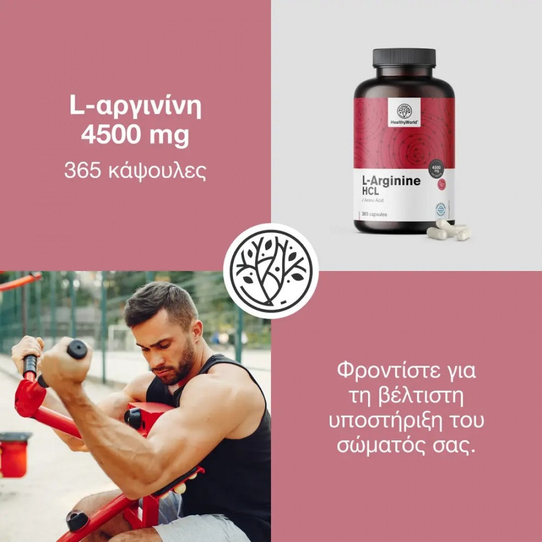 L-Αργινίνη HCL 4500 mg HealthyWorld 365 caps
