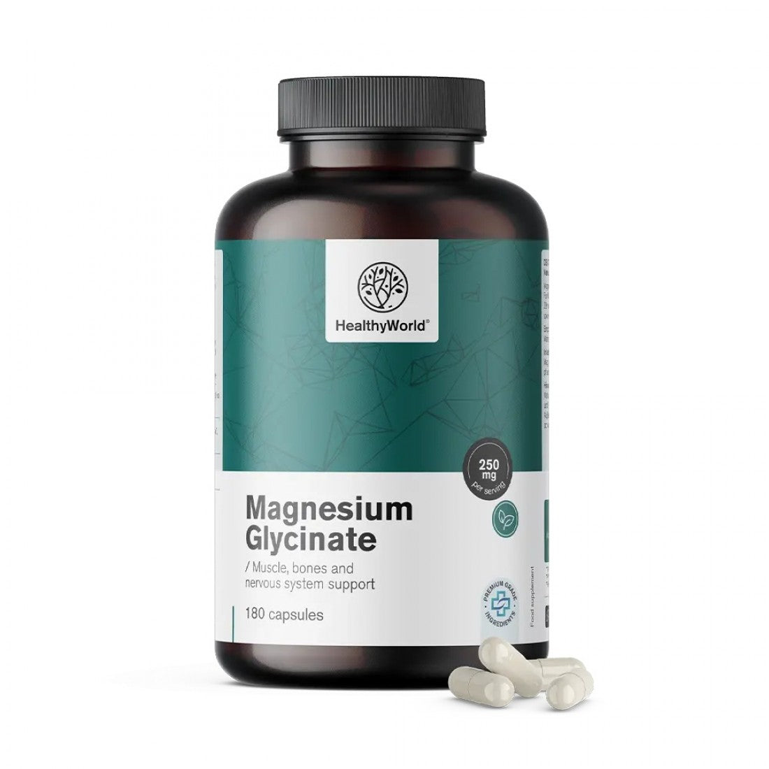 Γλυκινικό Μαγνήσιο 250 mg HealthyWorld 180 caps